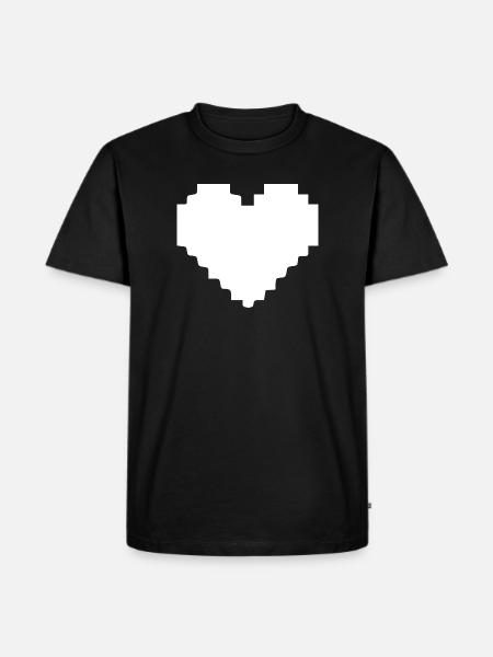 White Heart White Pixel Heart Gift - Men's Premium Organic T-Shirt - black