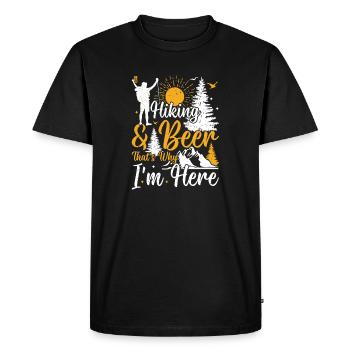 Randonnée et bière, c’est pour ça que je suis là - Randonnée drôle - T-shirt Premium bio Homme - noir - Devant - Nico (187cm)