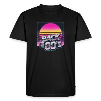 Return of the 80s Neon Sun - Men's Premium Organic T-Shirt - black - Front - Nico (187cm)