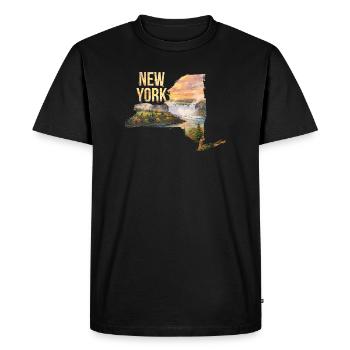 Carte aquarelle de l’État de New York - T-shirt Premium bio Homme - noir - Devant - Nico (187cm)