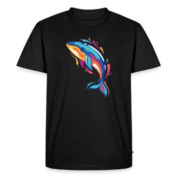 Baleine colorée dans l’océan pour les amateurs de mer et - T-shirt Premium bio Homme - noir - Devant - Nico (187cm)