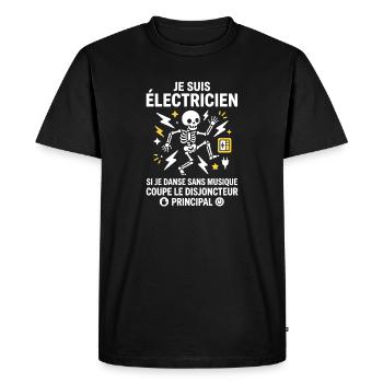 Électricien danse squelette éclair - T-shirt Premium bio Homme - noir - Devant - Nico (187cm)