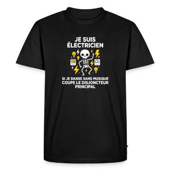 Je suis Électricien: Danse Sans Musique - T-shirt Premium bio Homme - noir - Devant - Nico (187cm)