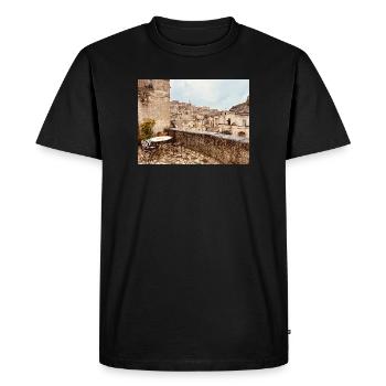 Vue en terrasses de la vieille ville - T-shirt Premium bio Homme - noir - Devant - Nico (187cm)