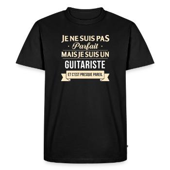Je Ne Suis Pas Parfait Mais Je Suis Un Guitaris... - T-shirt Premium bio Homme - noir - Devant - Nico (187cm)