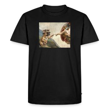 Cat Slaps God's Hand Funny Cats Meme - Men's Premium Organic T-Shirt - black - Front - Nico (187cm)