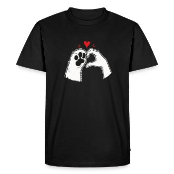 T-shirt Amour de Chat Patte Main Coeur - T-shirt Premium bio Homme - noir - Devant - Nico (187cm)
