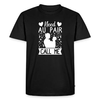 Un prestataire de garde d’enfants a besoin d’une fille au pair, appelez-moi garderie - T-shirt Premium bio Homme - noir - Devant - Nico (187cm)