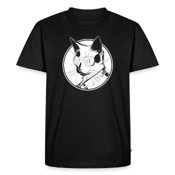 Steampunk chat - T-shirt Premium bio Homme - noir - Devant - Nico (187cm)