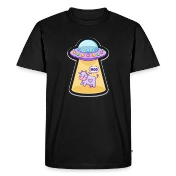 MOO Vache extraterrestre drôle dans un dessin animé UFO Light Beam - T-shirt Premium bio Homme - noir - Devant - Nico (187cm)