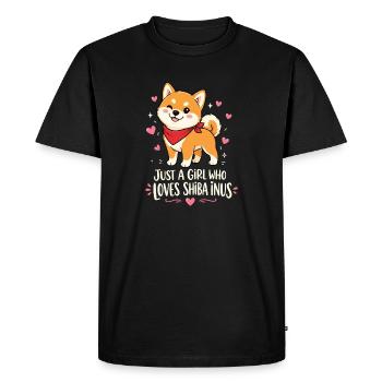 La fille aime Shiba Inus Doge Kawaii Maman - T-shirt Premium bio Homme - noir - Devant - Nico (187cm)