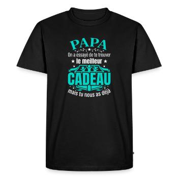 Papa Humour Meilleur Cadeau Enfants Fête Des Pères - T-shirt Premium bio Homme - noir - Devant - Nico (187cm)