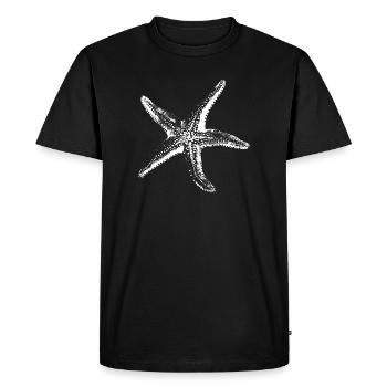 Silhouette d’étoile de mer blanche sur fond noir - T-shirt Premium bio Homme - noir - Devant - Nico (187cm)