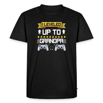 Retro Level Up to Grandpa - Men's Premium Organic T-Shirt - black - Front - Nico (187cm)