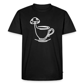 Champignon thé café - T-shirt Premium bio Homme - noir - Devant - Nico (187cm)