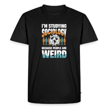 J’étudie la sociologie parce que les gens sont bizarres - T-shirt Premium bio Homme - noir - Devant - Nico (187cm)