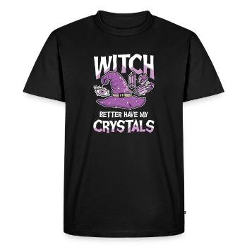 Sorcière a intérêt à avoir mes cristaux pour ensorceler Kristalle - T-shirt Premium bio Homme - noir - Devant - Nico (187cm)