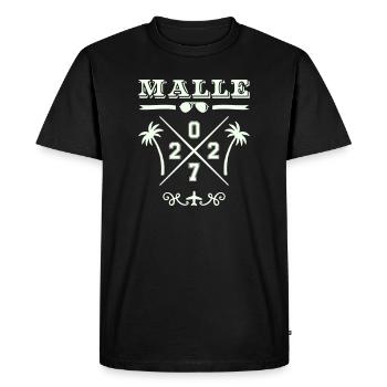 MALLE Strand Cross 2027 Retro Logo - Men's Premium Organic T-Shirt - black - Front - Nico (187cm)