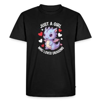 Just a Girl Who Loves Dragons - Men's Premium Organic T-Shirt - black - Front - Nico (187cm)