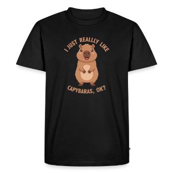 Capybara Love Ok - Men's Premium Organic T-Shirt - black - Front - Nico (187cm)
