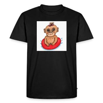 Little Monkey on Red Inflatable Boat - Men's Premium Organic T-Shirt - black - Front - Nico (187cm)