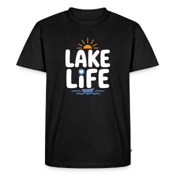 Insigne du Lever du Soleil Lake Life - T-shirt Premium bio Homme - noir - Devant - Nico (187cm)