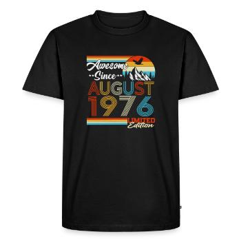 August 1976 Vintage Retro Birthday Gift - Men's Premium Organic T-Shirt - black - Front - Nico (187cm)
