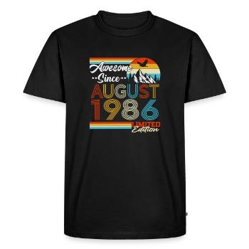 August 1986 Vintage Birthday Gift Retro - Men's Premium Organic T-Shirt - black - Front - Nico (187cm)