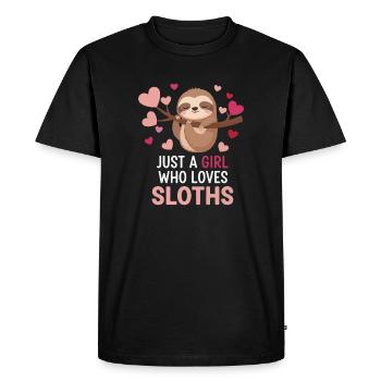 Sloth Love: Just a Girl Sloths - Men's Premium Organic T-Shirt - black - Front - Nico (187cm)