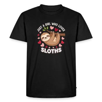 Sloth Love Shirt for Girls - Men's Premium Organic T-Shirt - black - Front - Nico (187cm)