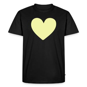 Imprimé de vêtements jaune cœur pastel - T-shirt Premium bio Homme - noir - Devant - Nico (187cm)