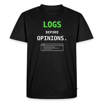 Journaux avant les options Don d’humour informatique pour sysadmin - T-shirt Premium bio Homme - noir - Devant - Nico (187cm)