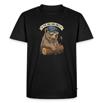 Papa Ours Cool - Cadeau Pêche et Nature - T-shirt Premium bio Homme - noir - Devant - Nico (187cm)