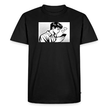 Homme amoureux - T-shirt Premium bio Homme - noir - Devant - Nico (187cm)