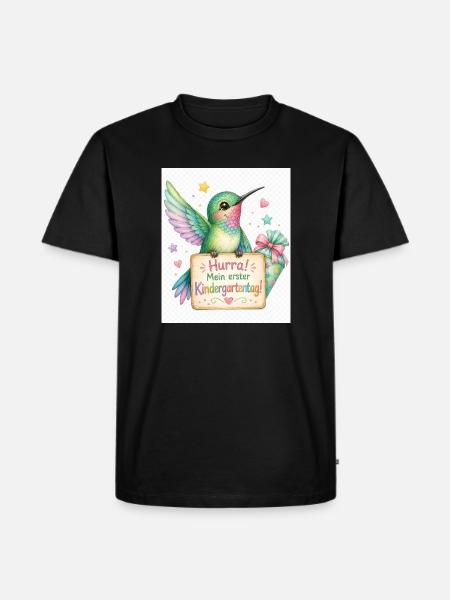 Hurra: Erster Kindergartenstart - Männer Premium Bio T-Shirt - Schwarz