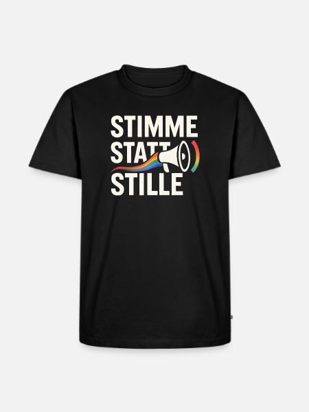 Stimme statt Stille Pride Statement Vielfalt - Männer Premium Bio T-Shirt - Schwarz