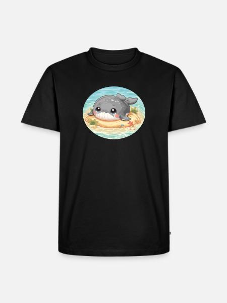 Wal auf Sandbank im Meer - Männer Premium Bio T-Shirt - Schwarz