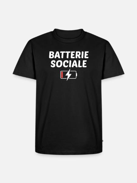 Batterie sociale à 0% - T-shirt Premium bio Homme - noir