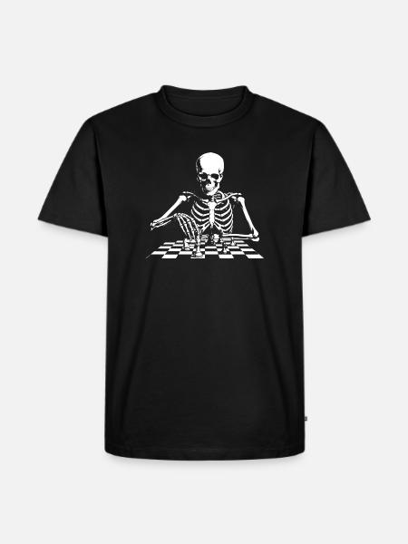 Skelett spielt Schach - Männer Premium Bio T-Shirt - Schwarz