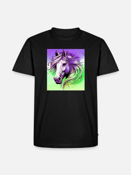 Pferd - Männer Premium Bio T-Shirt - Schwarz