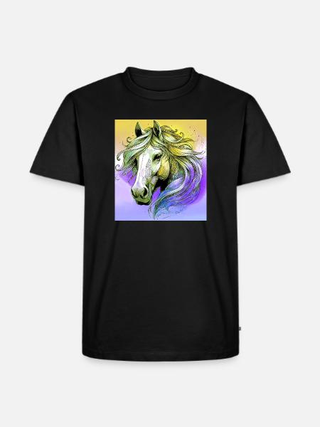 Pferd - Männer Premium Bio T-Shirt - Schwarz
