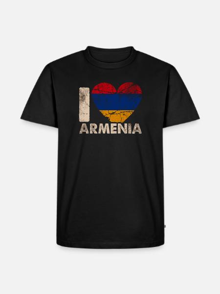 Armenien Herz Flagge - Männer Premium Bio T-Shirt - Schwarz