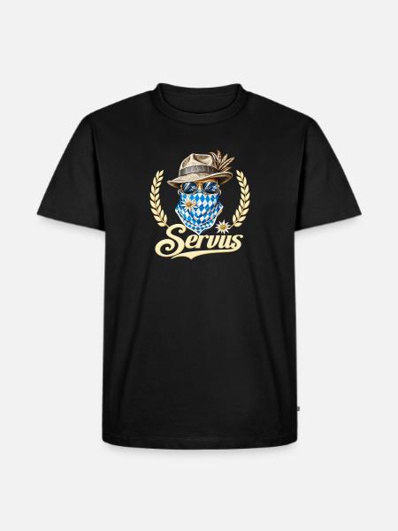 Servus Bayern Edelweiss - Männer Premium Bio T-Shirt - Schwarz