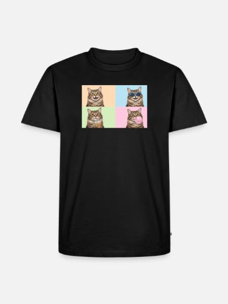 Katzen Graue Tabby Katze - Männer Premium Bio T-Shirt - Schwarz