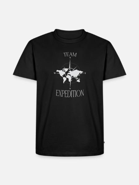 Team Expedition Kompass Weltkarte Wander - Männer Premium Bio T-Shirt - Schwarz
