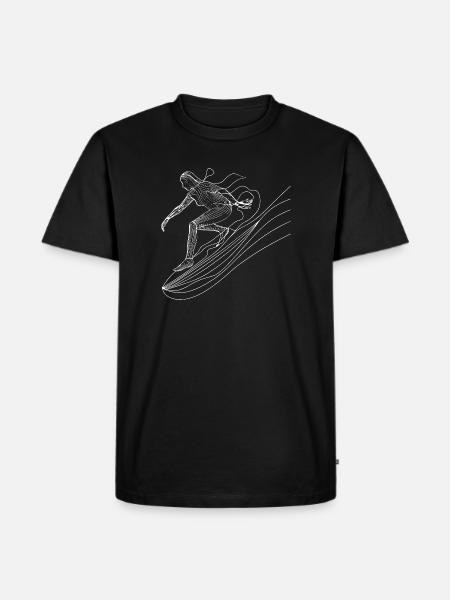 Surfen Mädchen Skizze - Männer Premium Bio T-Shirt - Schwarz