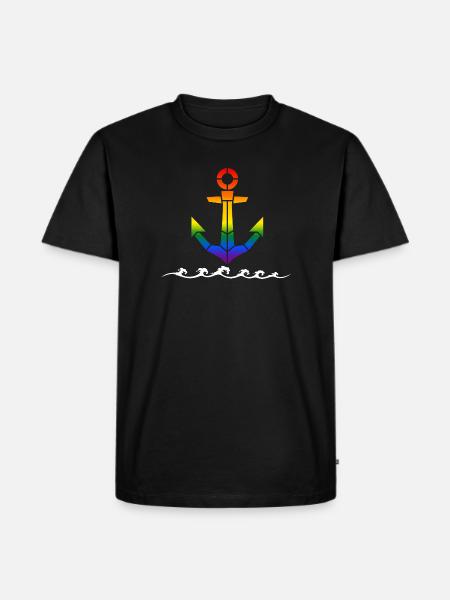 LGBTQ Anker Nordsee - Männer Premium Bio T-Shirt - Schwarz