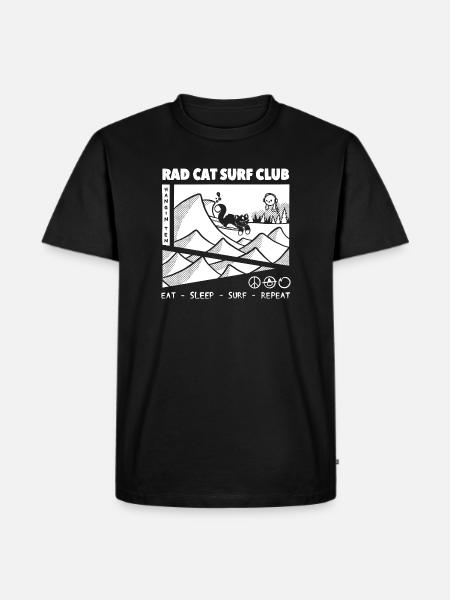 Rad Cat Surf Club Comic-Panel-Design - Männer Premium Bio T-Shirt - Schwarz