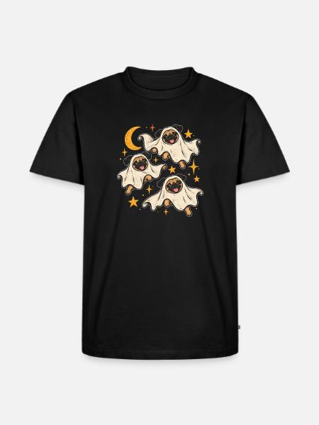 Geisterpugim Mondschein - Männer Premium Bio T-Shirt - Schwarz