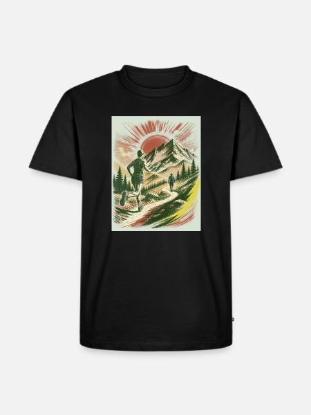 Trailer und Wanderer Retro Design - Männer Premium Bio T-Shirt - Schwarz